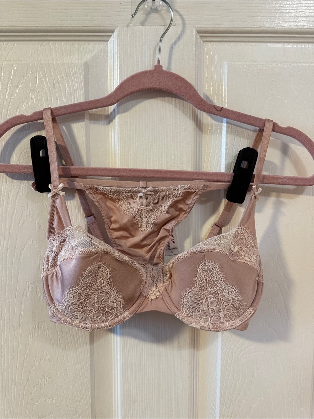 Adore Me Blush Lace-Accent Satin Bra & Brief Set